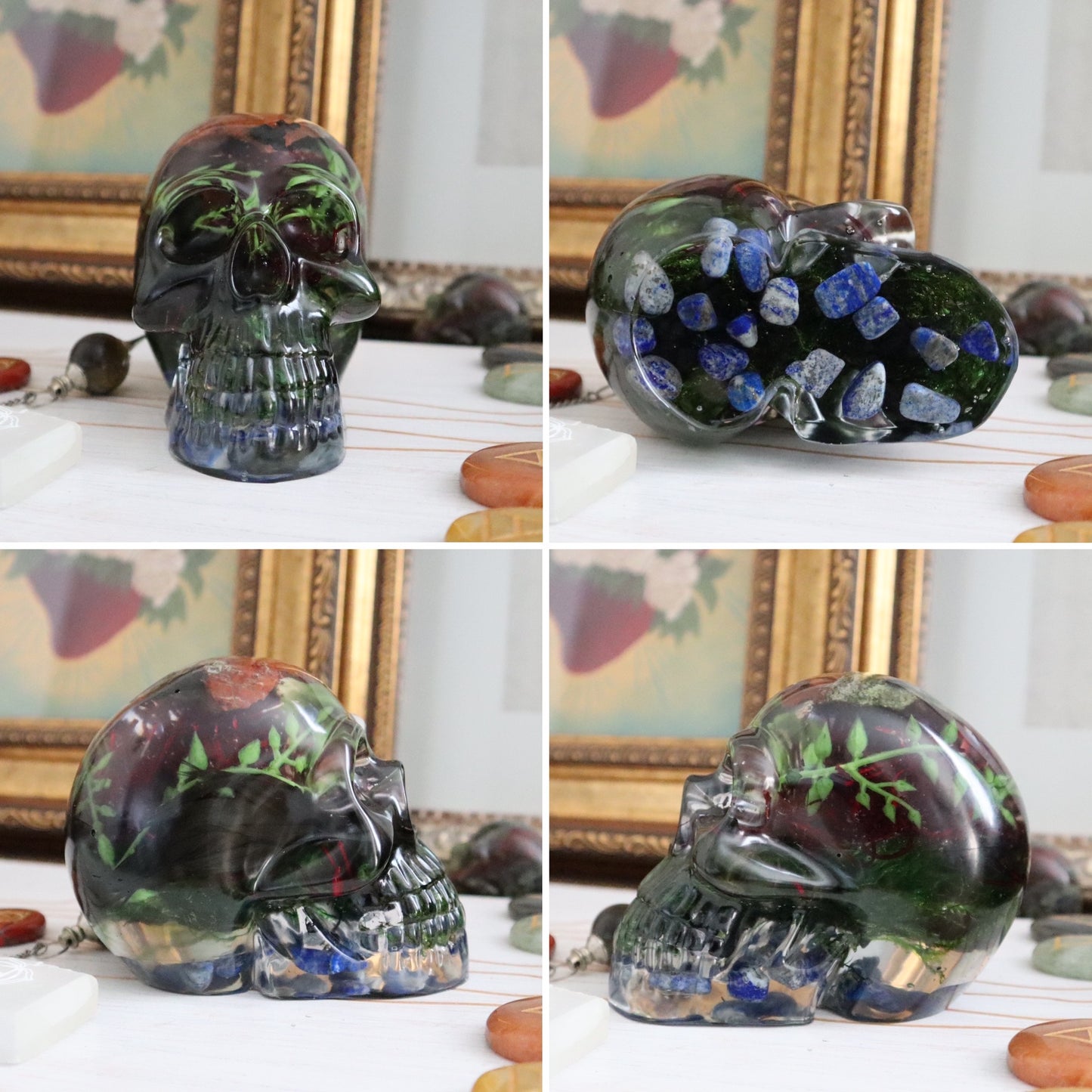 Gemstone/Reiki Infused Resin Skulls Collection