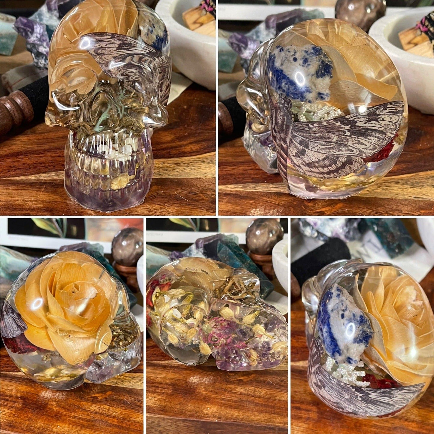 Gemstone/Reiki Infused Resin Skulls Collection